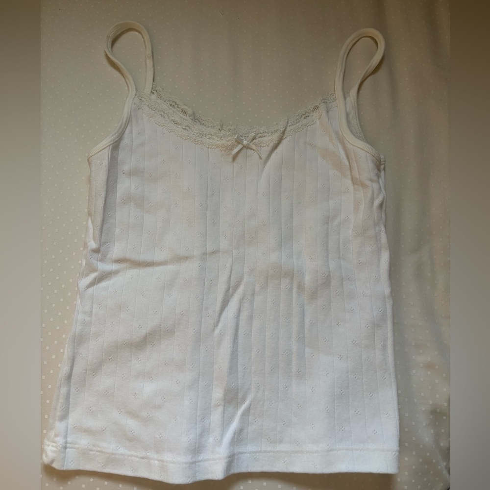 brandy melville john galt lace trim bow tank white